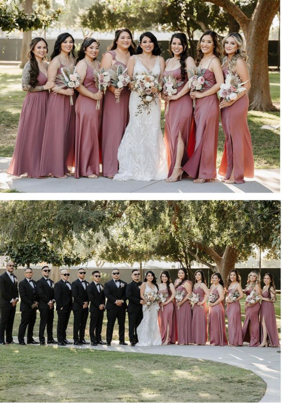 bride getting out of los angeles limousine on wedding day
